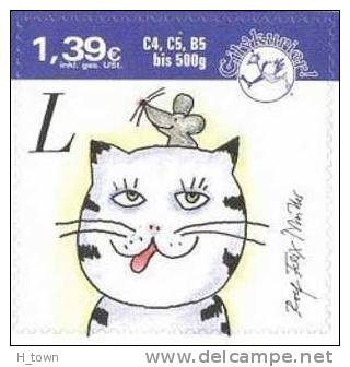 Allemagne, Timbre De Entreprise Postale Privé: Chat, Souris  –  Cat, Mouse Stamp Of The Private Post "Citykurier" Comic - Domestic Cats