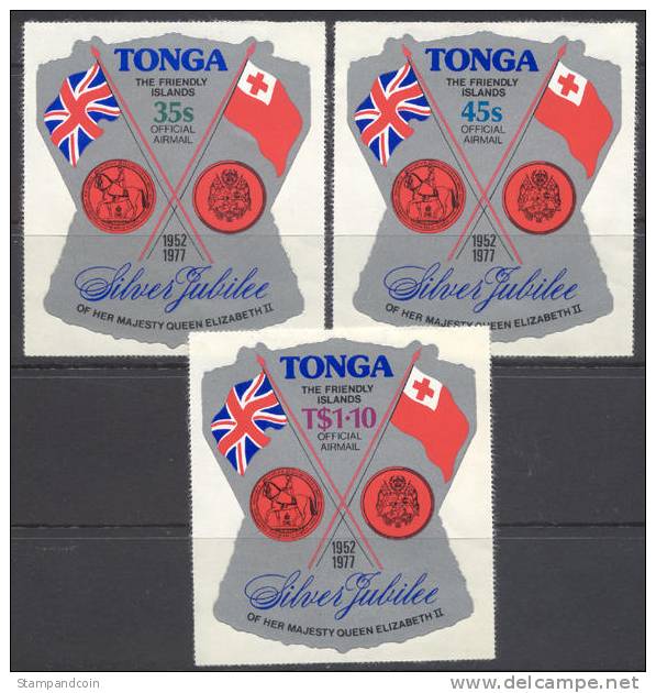 Tonga Mint Never Hinged CO117-19 For QEII Silver Anniversary From 1977 - Tonga (1970-...)