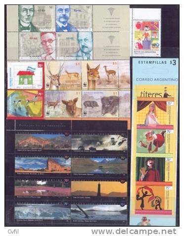 ARGENTINE 2002 - ANNEE COMPLETE 69v + 1 Carnet + 1 BF - Unused Stamps