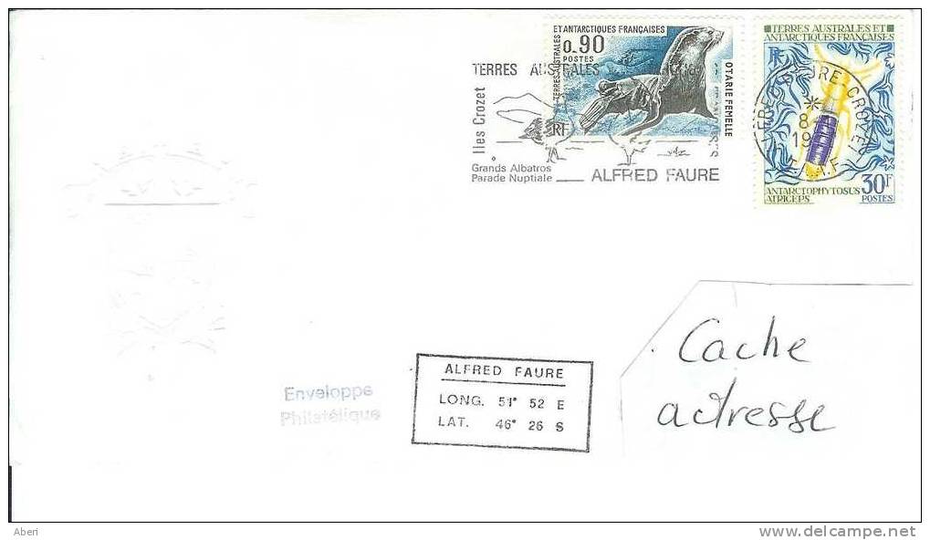 6221  N° 51; 57 - INSECTE - OTARIE - CROZET - Enveloppe TAAF - 1977 - Briefe U. Dokumente