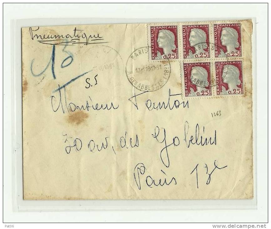 Service Pneumatique PARIS Bureau N°67  « R. Des Abbesses (18°) » - Lettres & Documents