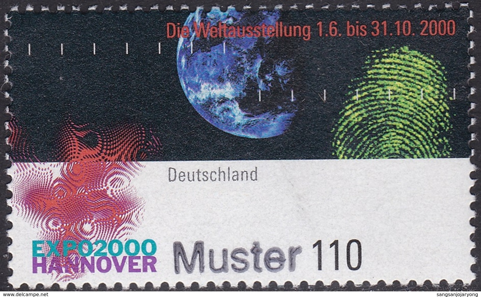 Specimen, Germany Sc2094 Expo 2000, Emblem, Earth, Fingerprint - 2000 – Hannover (Germania)