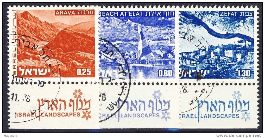 +Israel 1974. Landscapes. Michel 623-25x. Cancelled(o) - Gebraucht (mit Tabs)