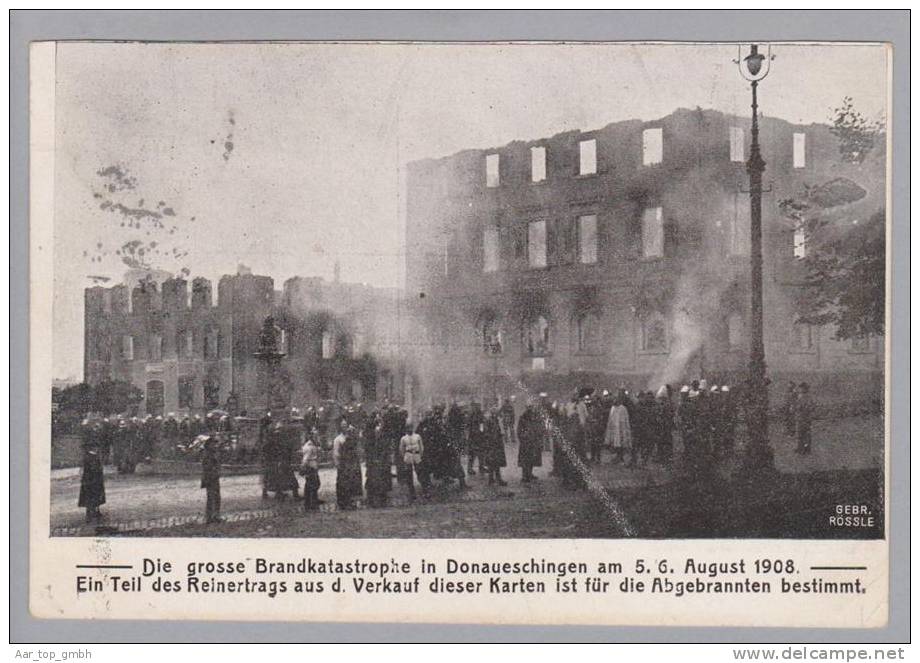 BW DONAUESCHINGEN 1908-08-5/6 Brabdkatastrophe Foto Geb.Rossel - Donaueschingen