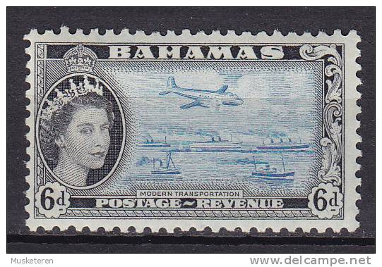 Bahamas 1954 Mi. 170     6 P Queen Elizabeth II. & Modern Transportation MNH** - 1963-1973 Autonomie Interne