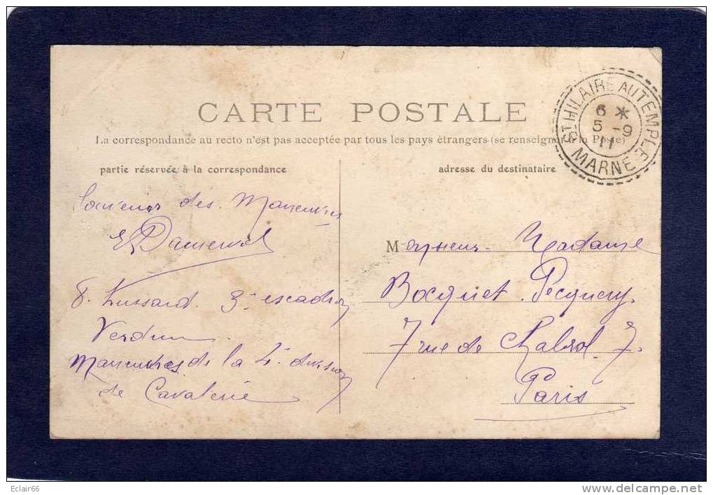 51 VADENAY ETABLISSEMENT HIPPIQUE       LES CHEVAUX CPA  Année 1911 Correspondance Millitaire - Reitsport