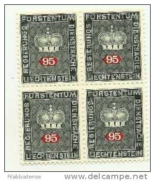 1968 - Liechtenstein Servizio 53 Corona - Quartina   ----- - Service