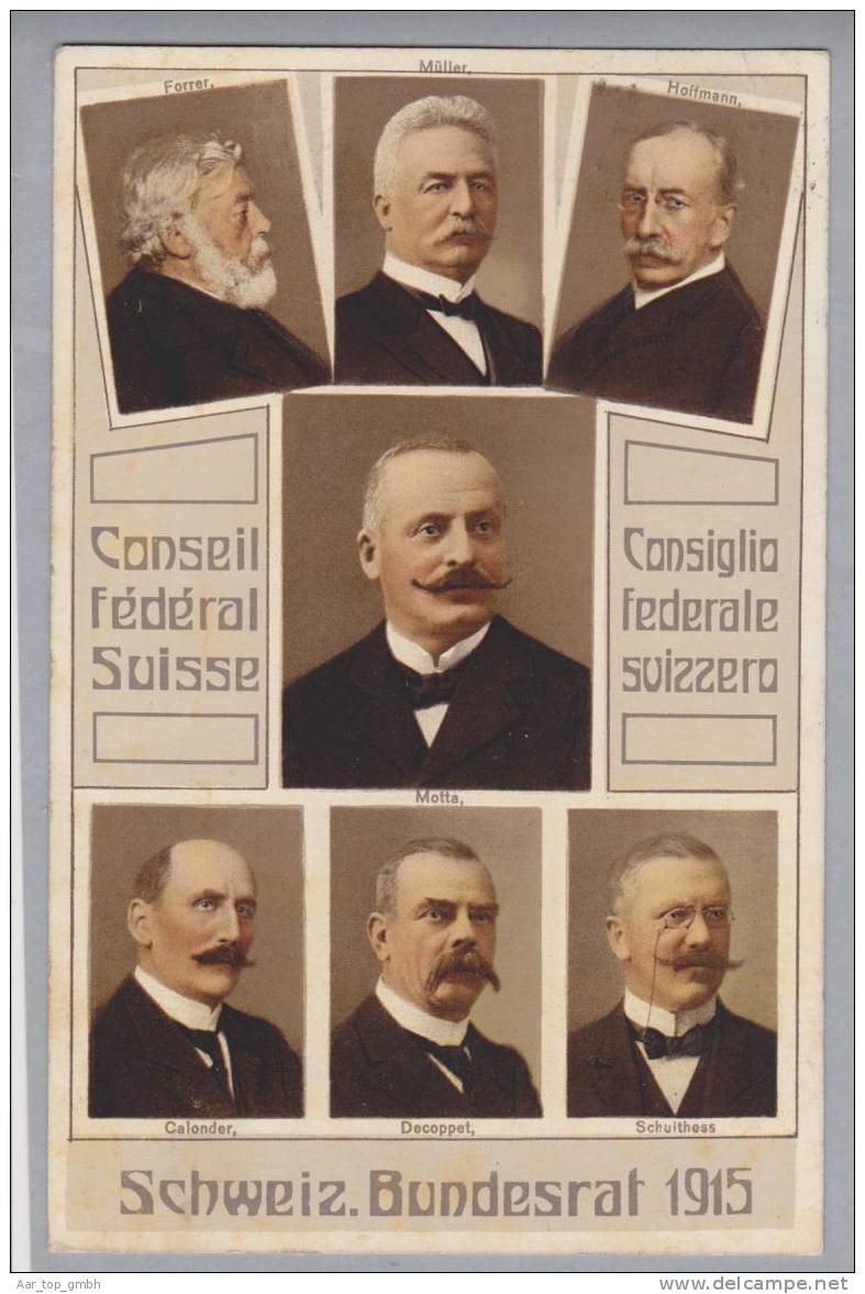 Plolitik Persönlichkeiten Schweiz Bundesrat 1915 Decokarte - Personnages