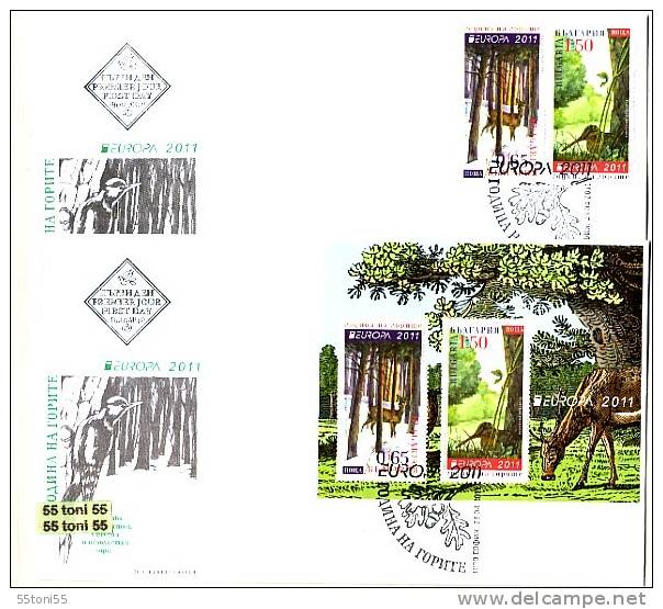 2011  Europa - Year Of Forests   2v.- + S/S  2 FDC  BULGARIA / BULGARIEN - 2011