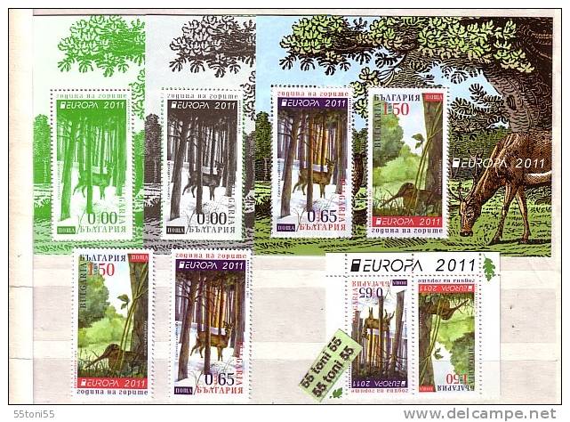 2011  Europa - Year Of Forests   2 V+ 2v (booklet) + S/S +2 Special  S/S - MNH  BULGARIA / BULGARIE - 2011