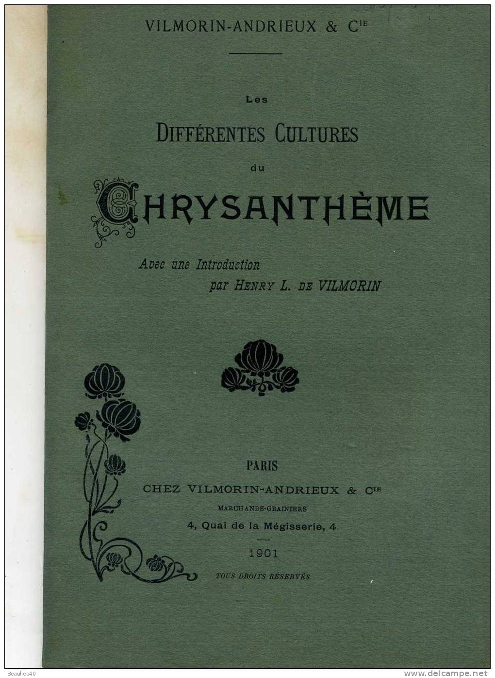 LES DIFFÉRENTES CULTURES DE CHRYSANTHÈMES  VIMORIN-ANDRIEUX - Autres & Non Classés