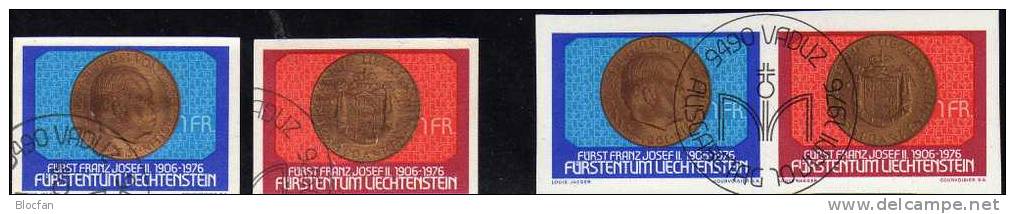 Münzen Mit Porträt Und Wappen Auf Briefmarken 1976 Liechtenstein 649/0, ZD Plus Block 10 O 6€ Bloc Fürst Franz Josef II. - Liechtenstein