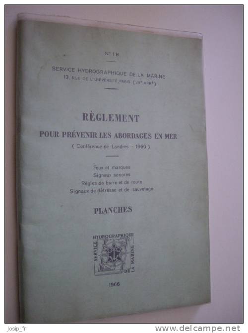 NAVIGATION Réglement Pour PRéVENIR Les ABORDAGES 1966 - Boats