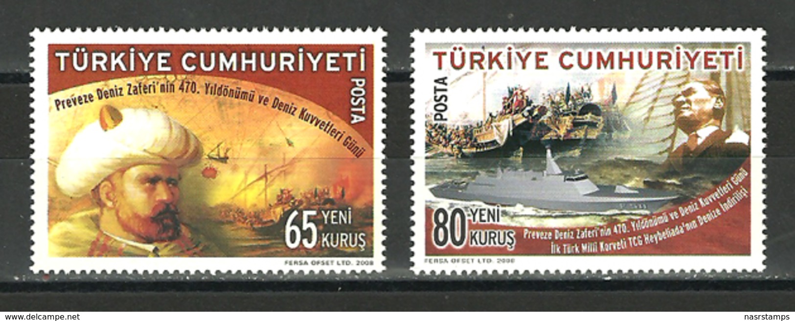 Turkey - 2008 - ( 470th Anniv. Of Preveze Naval Victory & Naval Forces Day ) - Set Of 2 - MNH (**) - Other & Unclassified