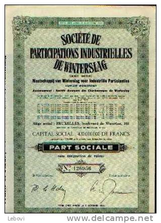 "Société De Participations Industrielles De WINTERSLAG" - Part Sociale - Mines