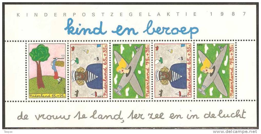 Netherlands 1987 Souvenir Sheet Mi# Block 30 ** MNH - For The Child: Youth And Professions - Neufs