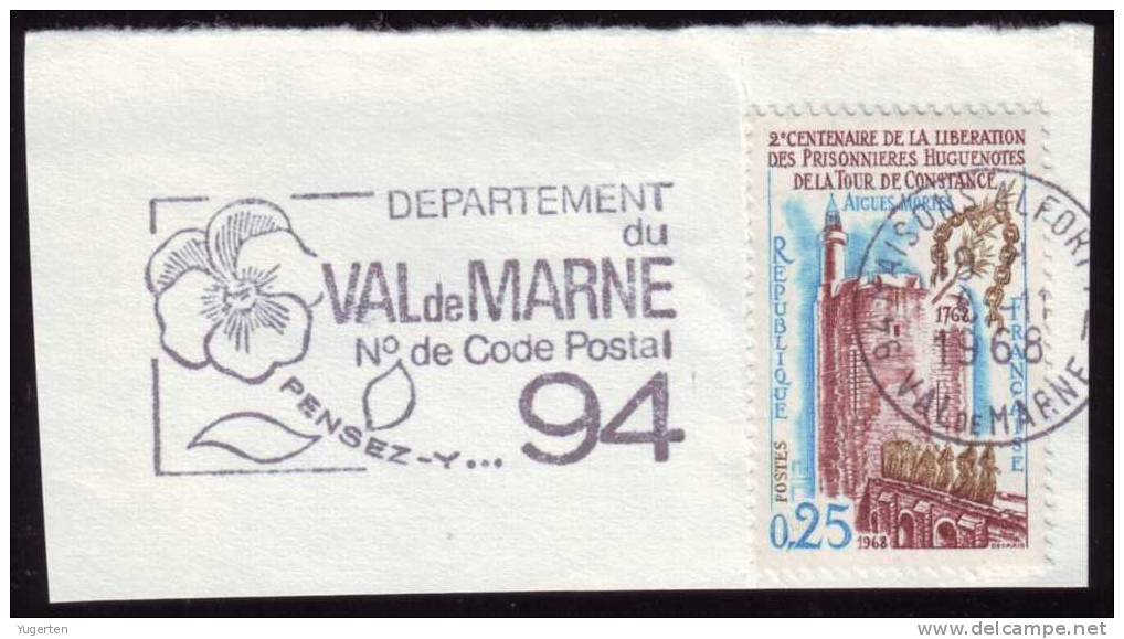 FRANCE - FLAMME - Départ. De Val De Marne - N° De Code Postal 94, Pensez-y - 1968 - Postleitzahl