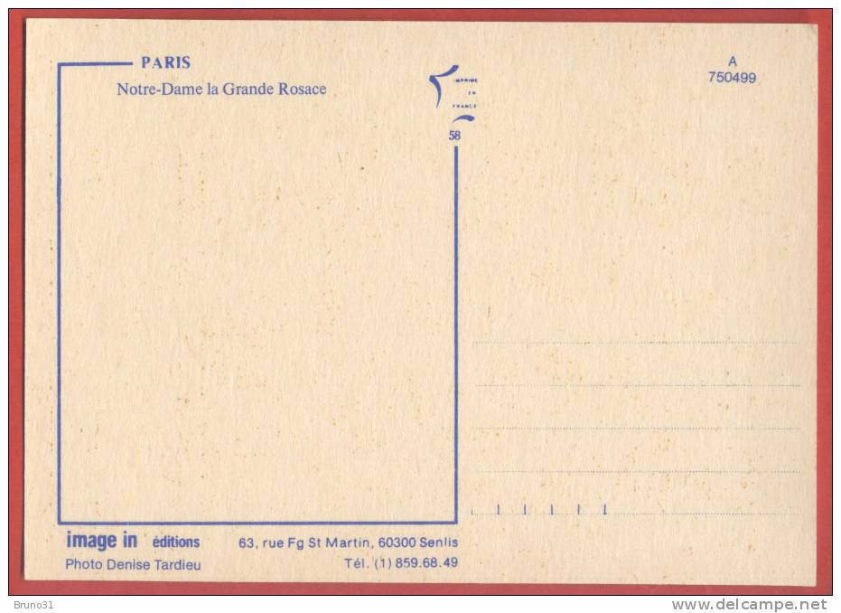 A. MONIER : Notre Dame : La Grande Rosace , Rare , Recto Verso ; TARDIEU . - Monier