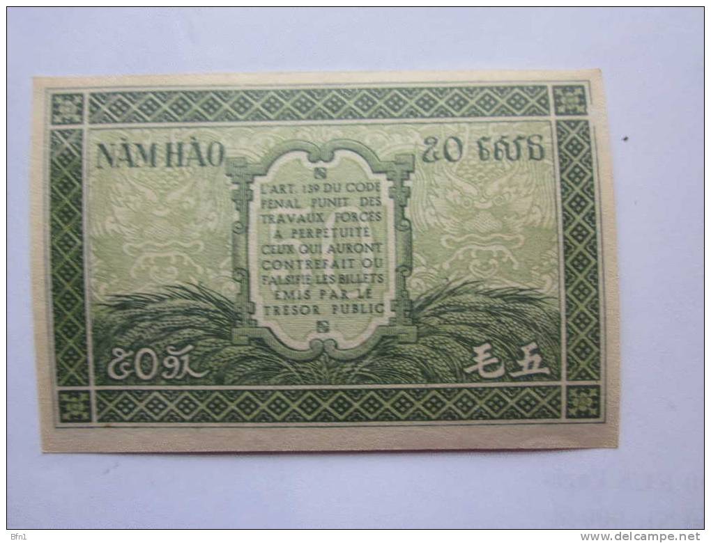 BILLET 50 CENTS -NÂM  HÂO- GOUVERNEMENT GENERAL INDOCHINE -64 X 86 Mm - - Indochine