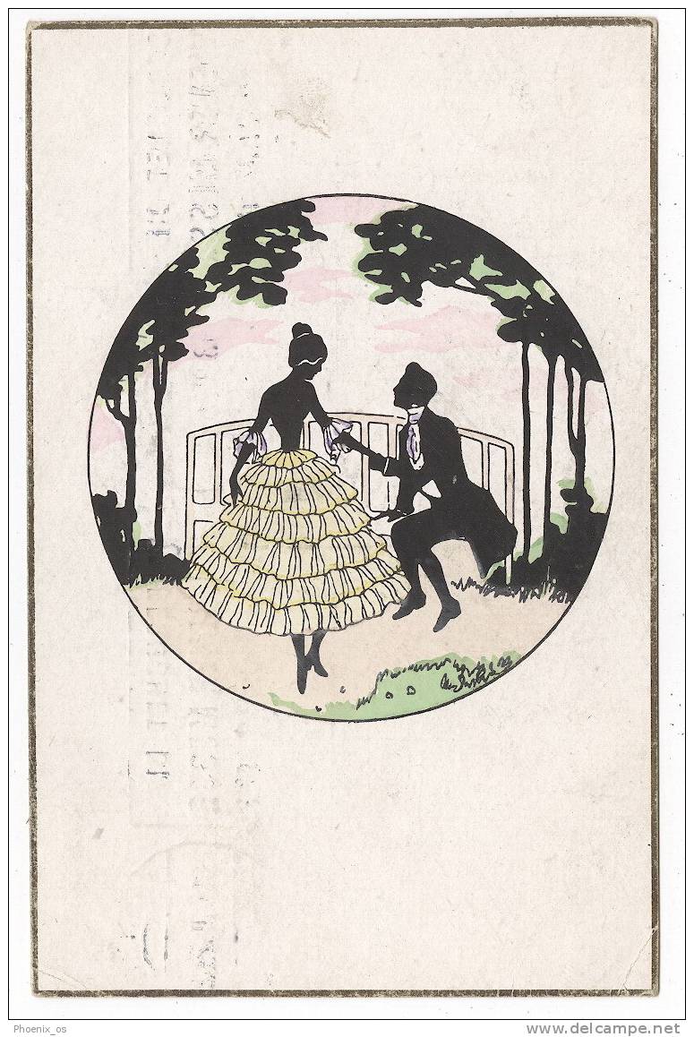 SILHOUETTE - Lady And Cavalir, 1923. - Scherenschnitt - Silhouette