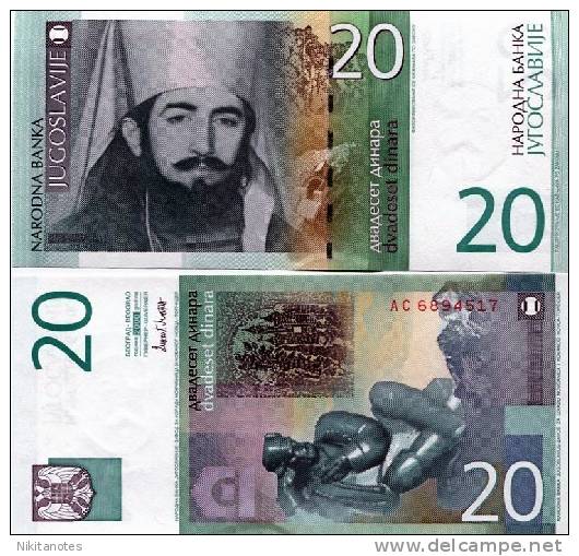 Yugoslavia 20 Dinara 2000 P-154 UNC P.P.Njegos - Yugoslavia