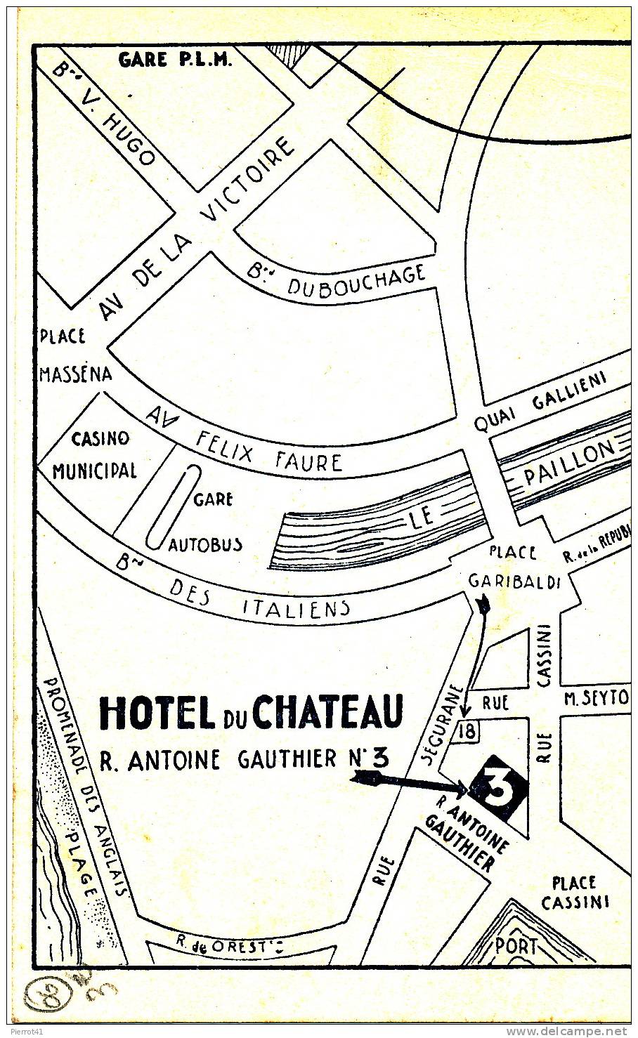 NICE - Carte Pub HOTEL DU CHATEAU - Amandola, Propriétaire - Cafés, Hoteles, Restaurantes