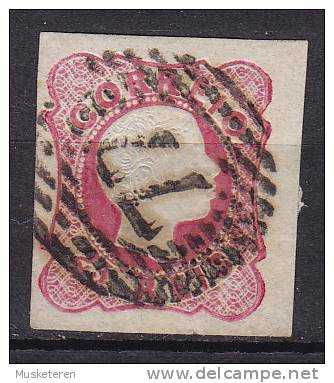 Portugal 1858 Mi. 11     25 R King König Pedro V. Imperf. Deluxe Number "77" Cancel (2 Scans) - Used Stamps