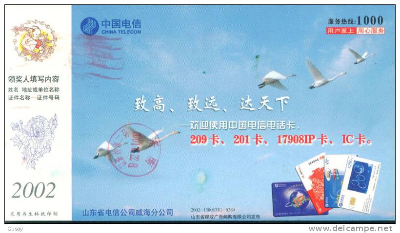 Bird Swans ,       Prepaid Card  , Postal Stationery - Swans