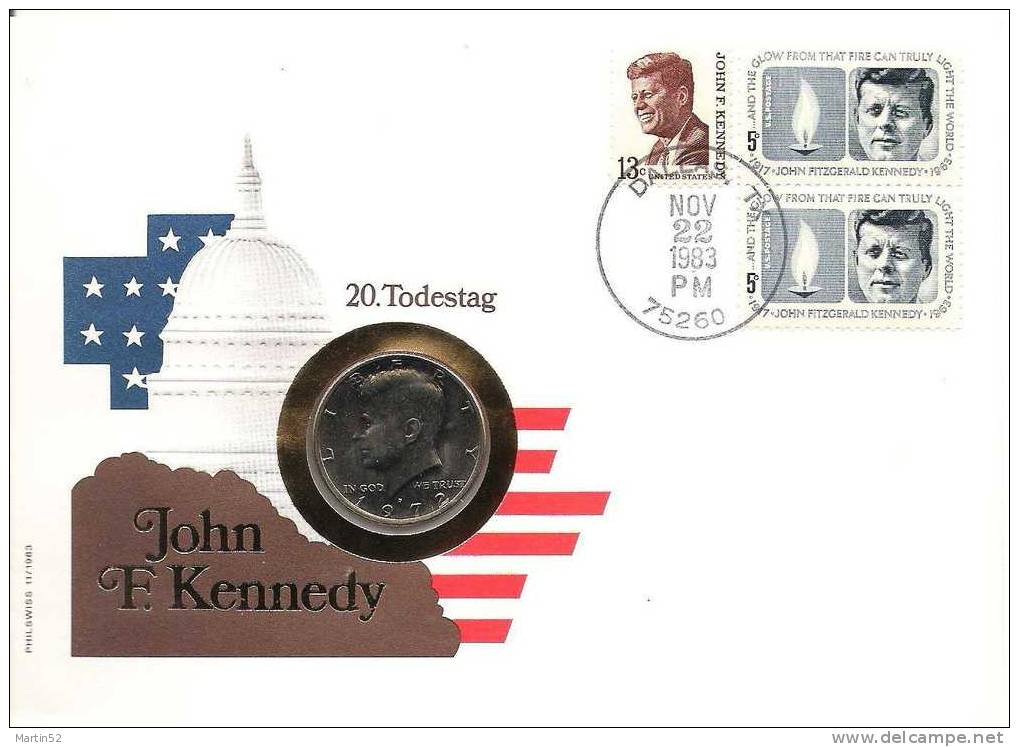 Numis-letter Of Swiss Origin With A Clad 1972 Halfdollar & Dallas Postmark - Kennedy (John F.)