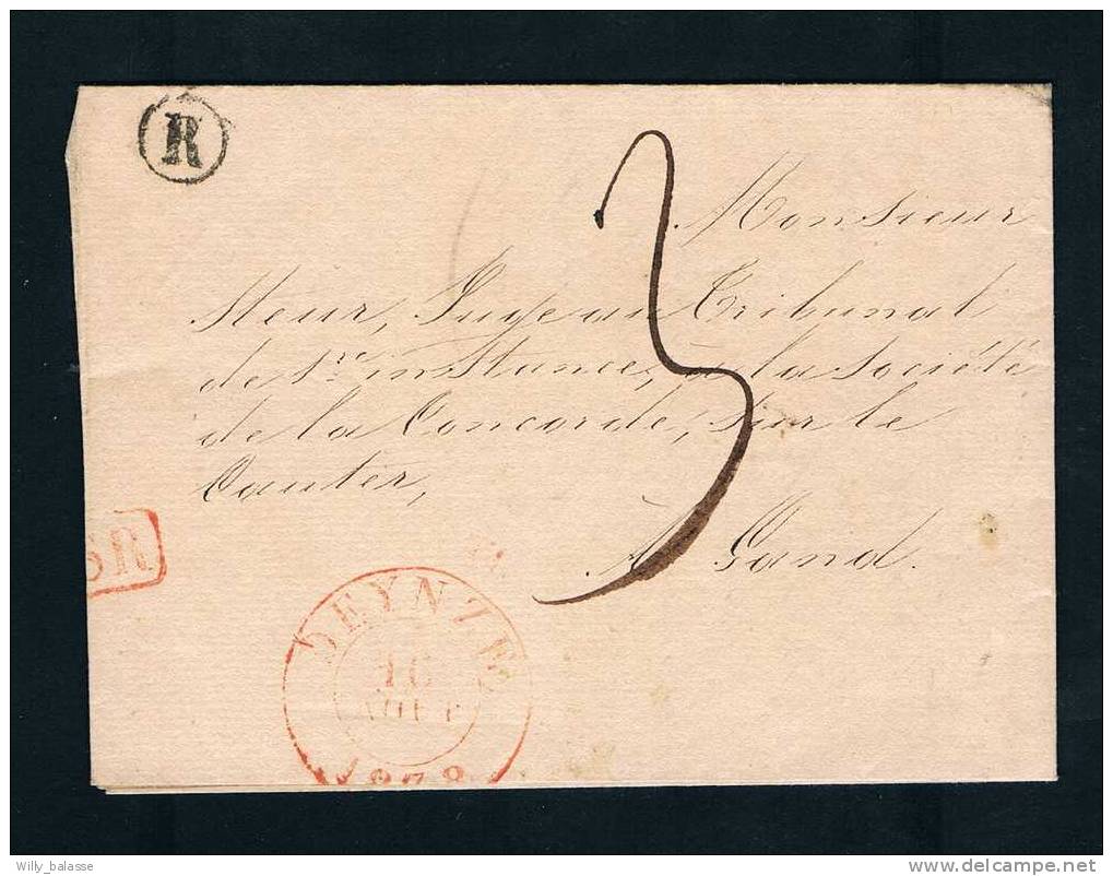 Belgique Precurseur 1838 Lettre Càd DEINZE + Boite R De NEVELE - 1830-1849 (Belgique Indépendante)