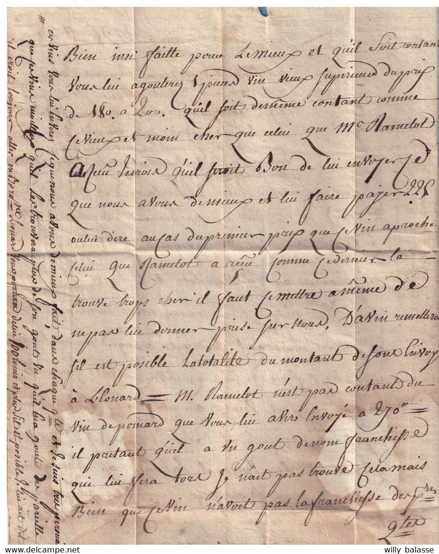 Belgique Precurseur 1796 Lettre Marque 96/LIEGE + En Rouge "en Numéraire" + 20 Pour Beaune Rare - 1794-1814 (Période Française)