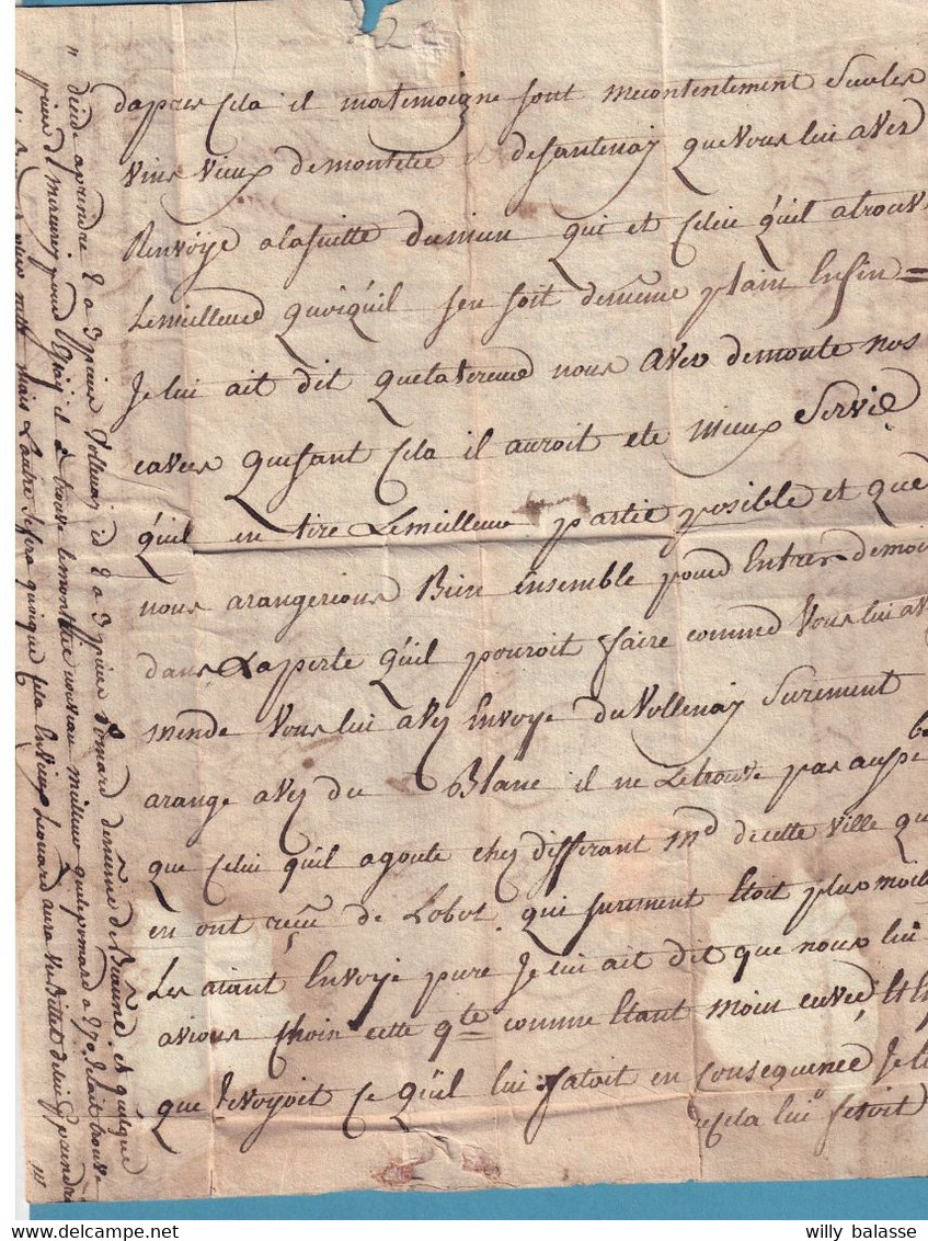 Belgique Precurseur 1796 Lettre Marque 96/LIEGE + En Rouge "en Numéraire" + 20 Pour Beaune Rare - 1794-1814 (Période Française)