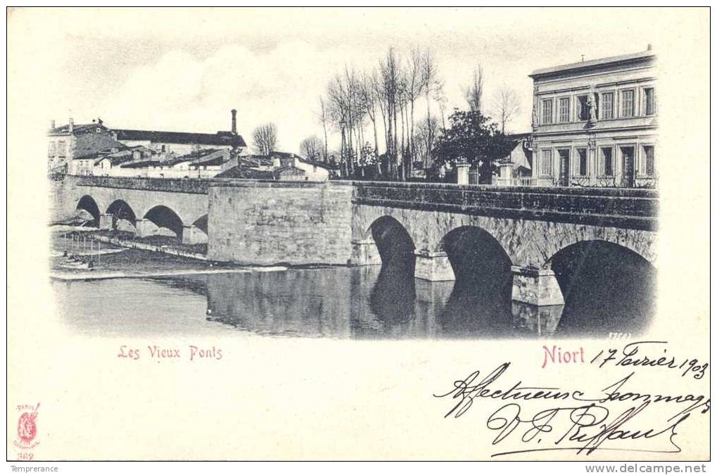 79 Niort - Les Vieux Ponts DOS NON DIVISE 1903 - Niort