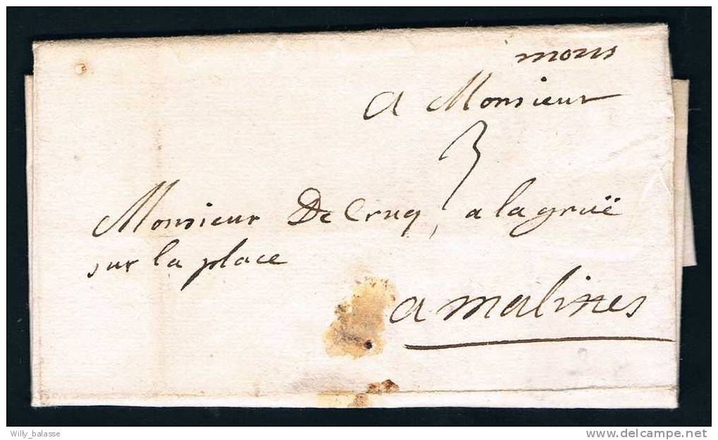 Belgique Precurseur 1725 Lettre Manuscrit "Mons"  + 3 Pour Malines - 1714-1794 (Paises Bajos Austriacos)