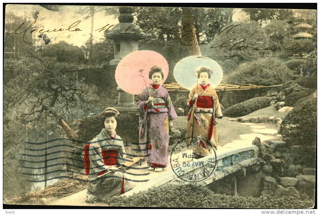 JAPAN WOMEN IN TRADITIONAL DRESS RARE POSTCARD 1911 - Kobe