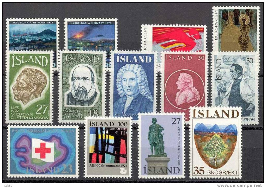 ICELAND - Full Year 1975 (Michel # 500-12) - Perfect MNH Quality - Full Years