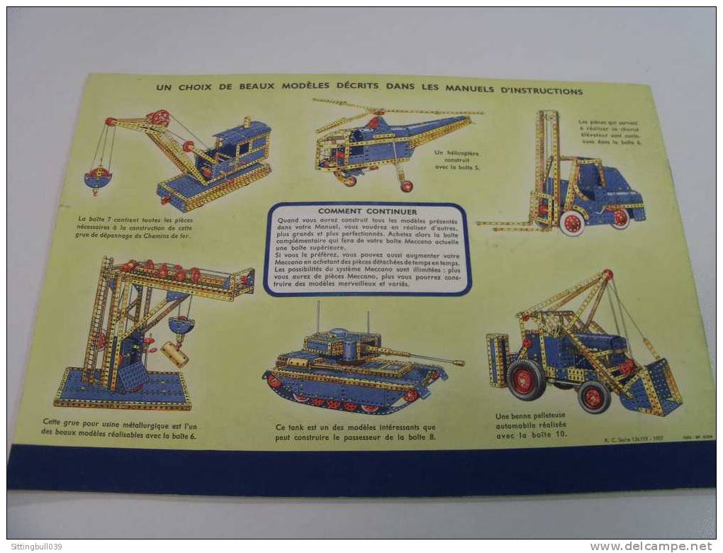 MECCANO. MANUEL D´ INSTRUCTIONS 5 A. 1957. Catalogue De 38 Pages De Modèles à Construire. - Meccano