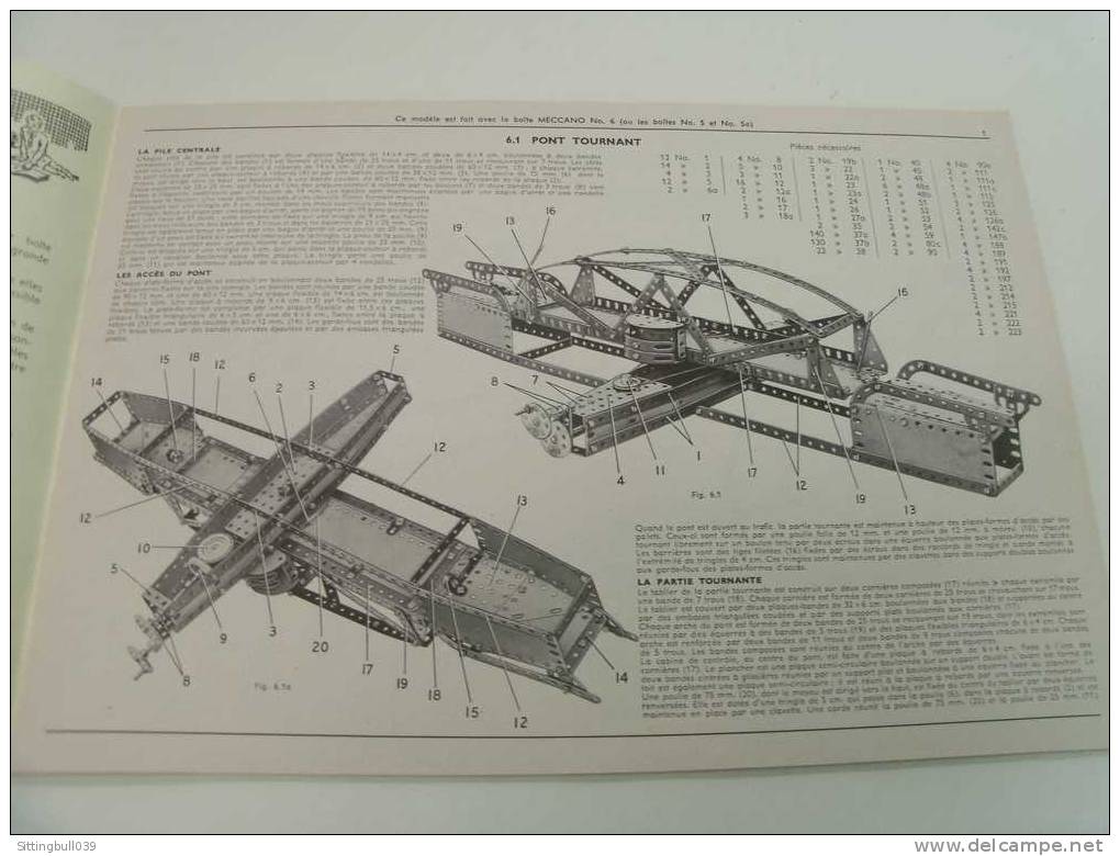 MECCANO. MANUEL D´ INSTRUCTIONS 5 A. 1957. Catalogue De 38 Pages De Modèles à Construire. - Meccano