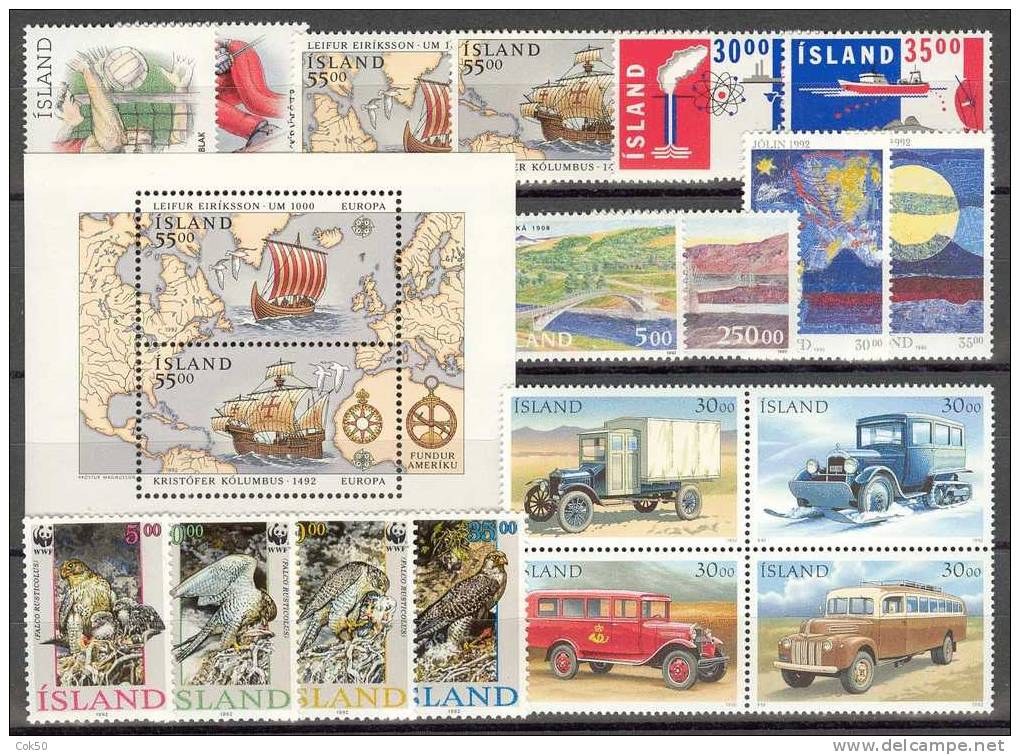 ICELAND - Full Year 1992 (Michel # 760-79) - Perfect MNH Quality - Années Complètes