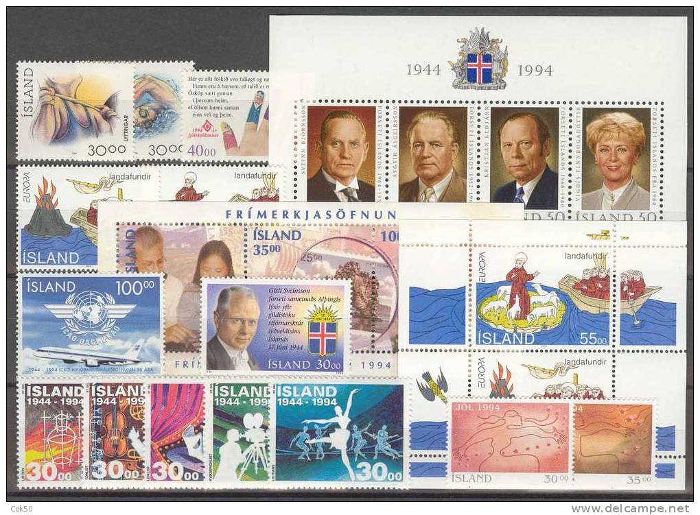 ICELAND - Full Year 1994 (Michel # 797-817) - Perfect MNH Quality - Full Years