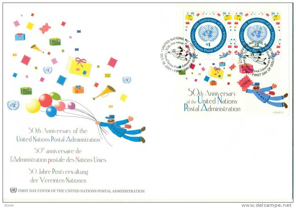 United Nations New York 2001 3 FDC Postal Administration UNPA Large Format - Collections, Lots & Séries