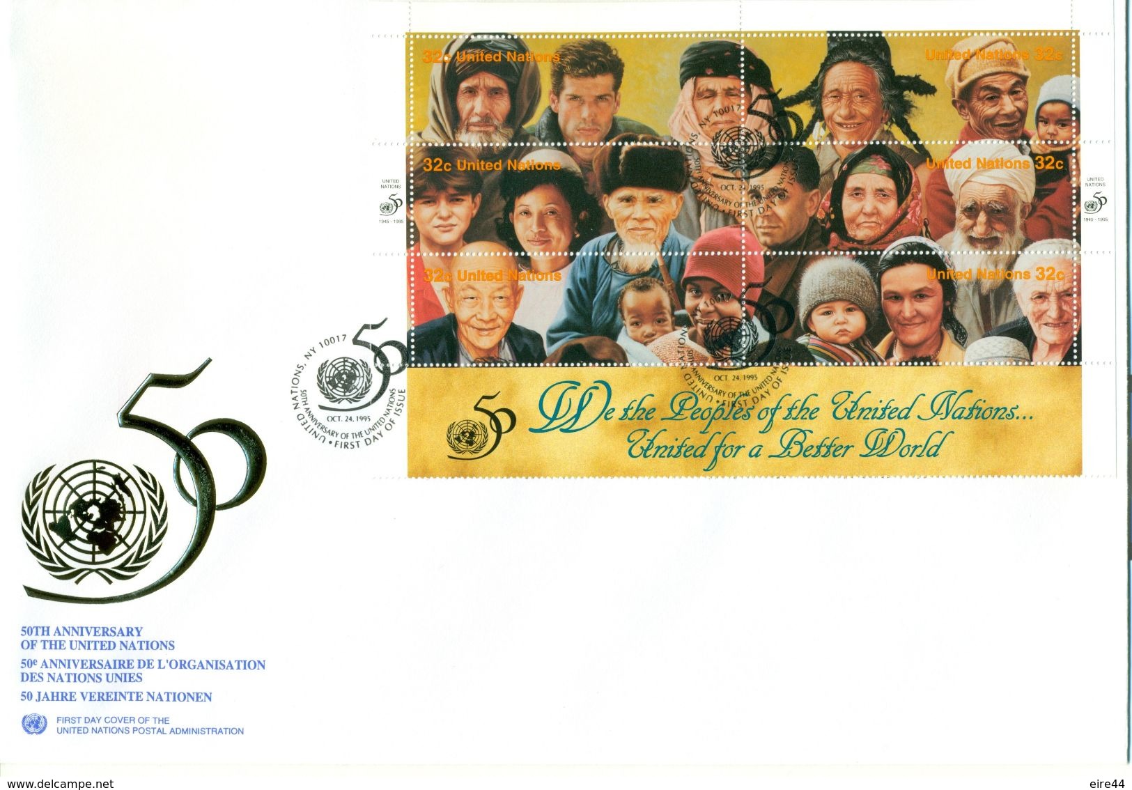 United Nations 1995 6 FDC  Anniversary Set Complete Mini Sheet - Collections, Lots & Séries