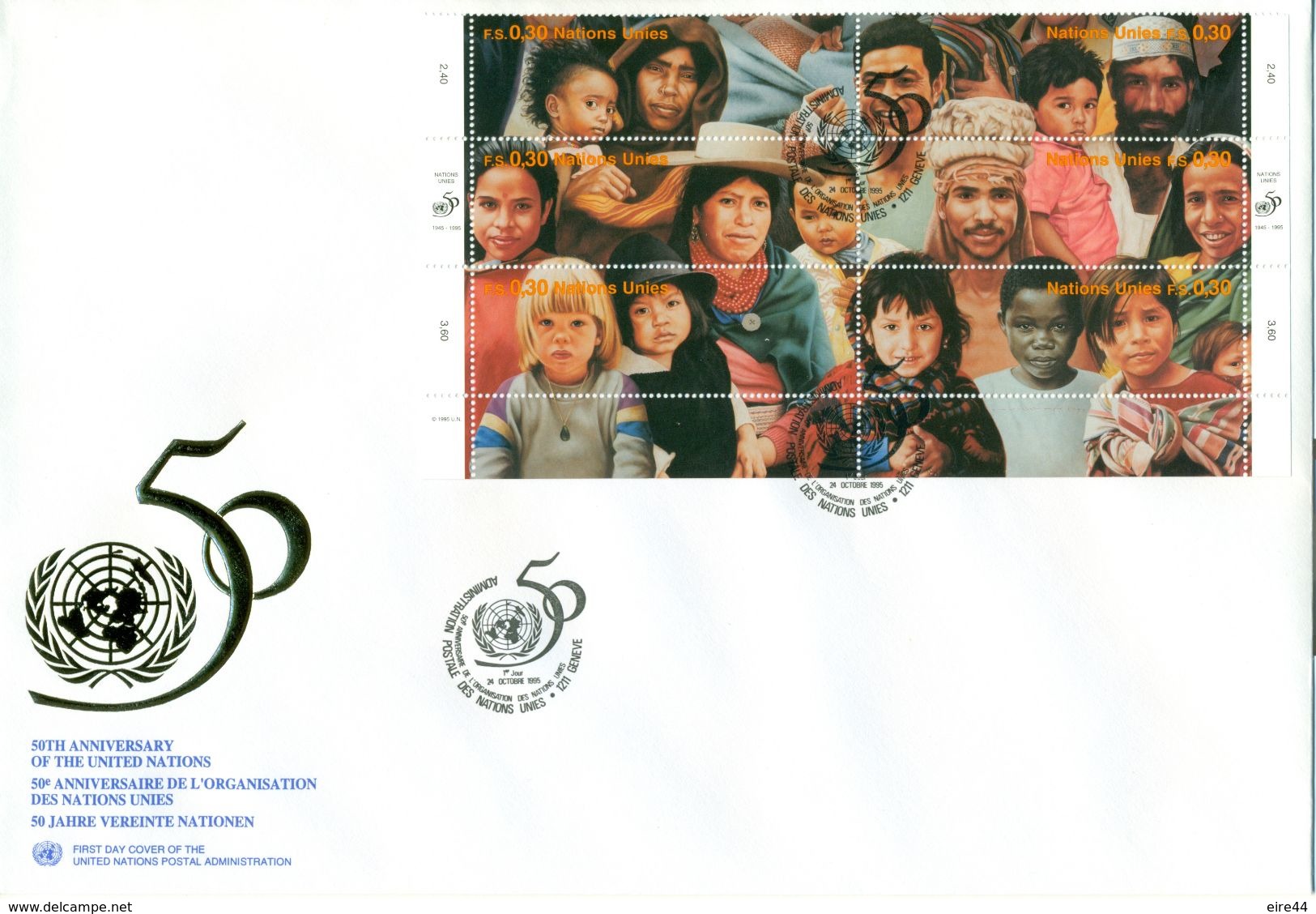 United Nations 1995 6 FDC  Anniversary Set Complete Mini Sheet - Collections, Lots & Séries