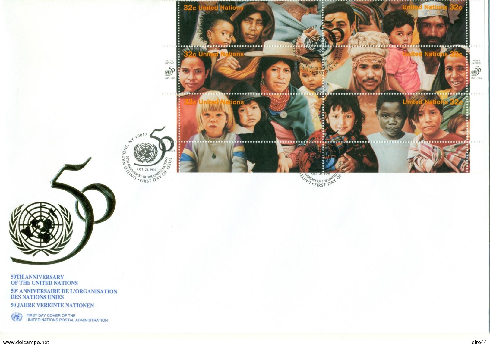 United Nations 1995 6 FDC  Anniversary Set Complete Mini Sheet - Collections, Lots & Séries