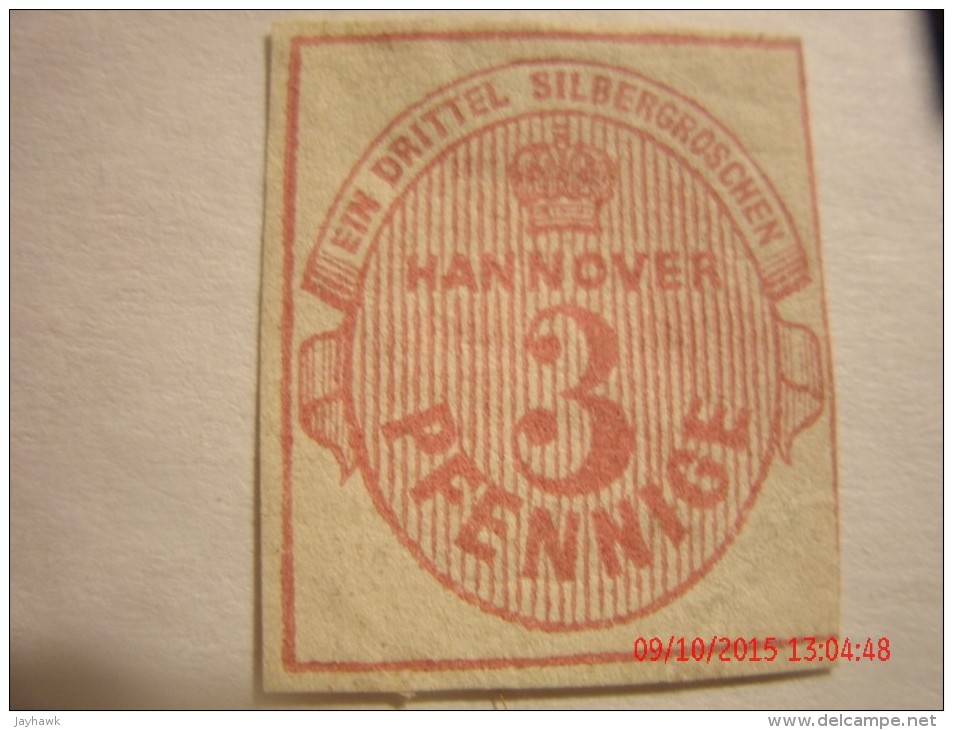 HANOVER, 1859,  MICHEL 13 OR SCOTT 16,  3 PF CARMINE,  MINT OG - Hanover