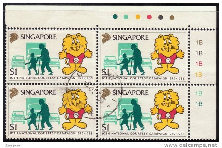 SINGAPORE 1988 Courtesy CampaignSc534 Block4 -USED [B87] - Singapore (1959-...)