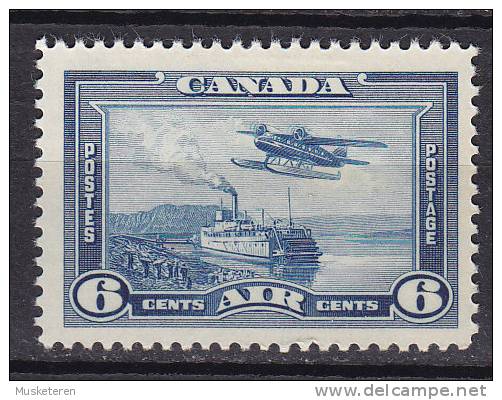 Canada 1938 Mi. 211    6 C Airmail Flugpostmarke Fairchild Sekani Wasserflugzeug & Flüssdampfer "Distributor III" MH* - Luftpost