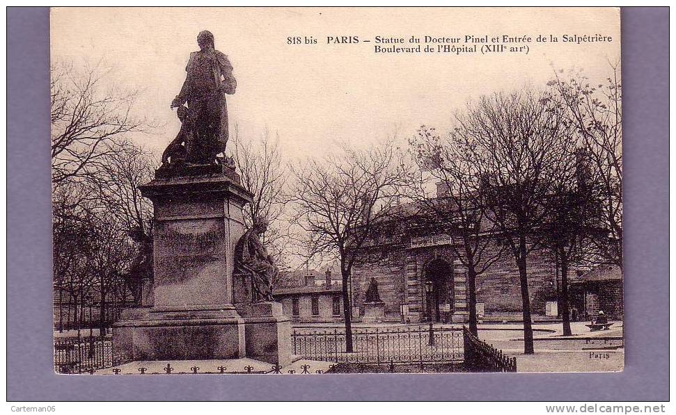 75 - Paris 13 ème - Boulevard De L'Hôpital Statue Du Docteur Pinel Et Entrée De La Salêtrière  - Editeur: F.F N°818 Bis - Arrondissement: 13
