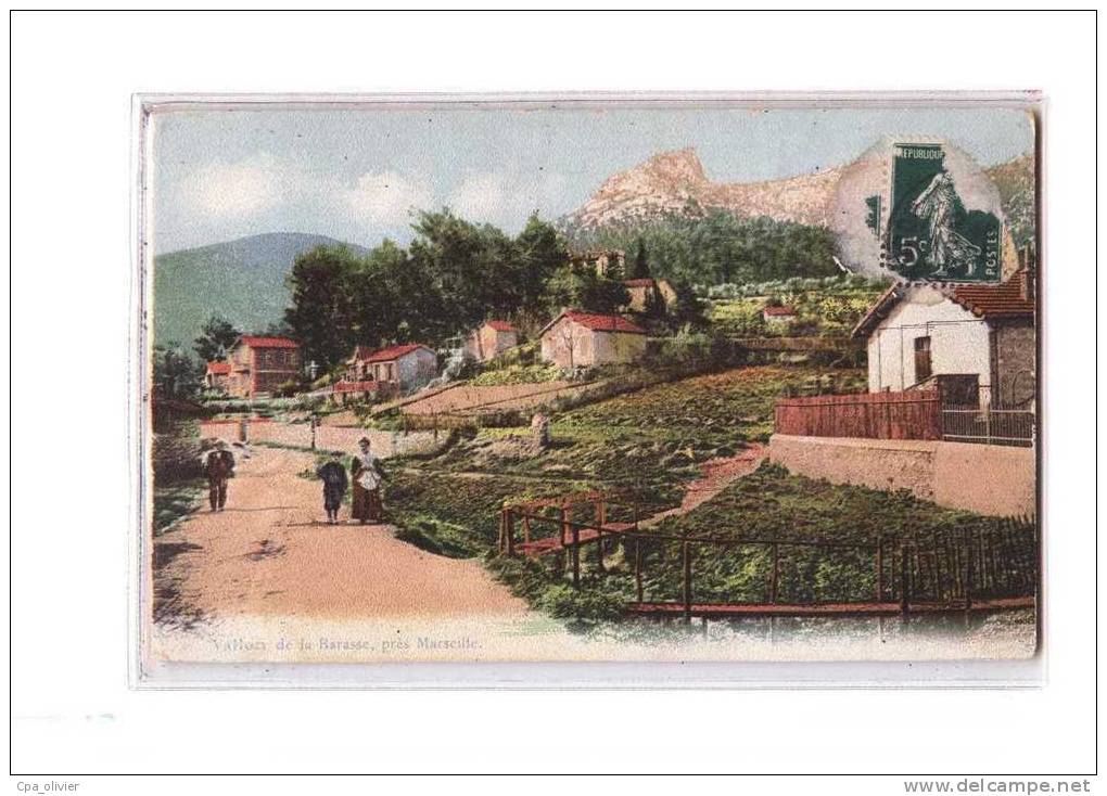 13 MARSEILLE La Barasse, Vue Générale, Vallon, Pub Tramway De Marseille, Colorisée, Ed Moullot, 1912 - Saint Marcel, La Barasse, Saintt Menet