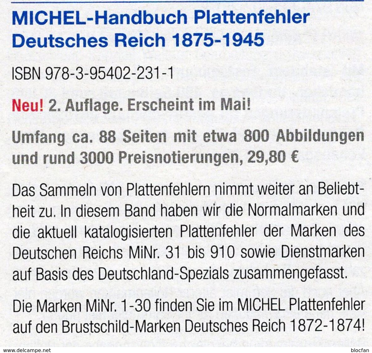 MlCHEL Deutsche Reich 1875-1945 Plattenfehler 2018 Neu 30€ D Kaiserreich DR 3.Reich Error Special Catalogue Germany - Enzyklopädien